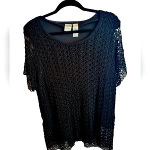 Black Lace Short Sleeve Top